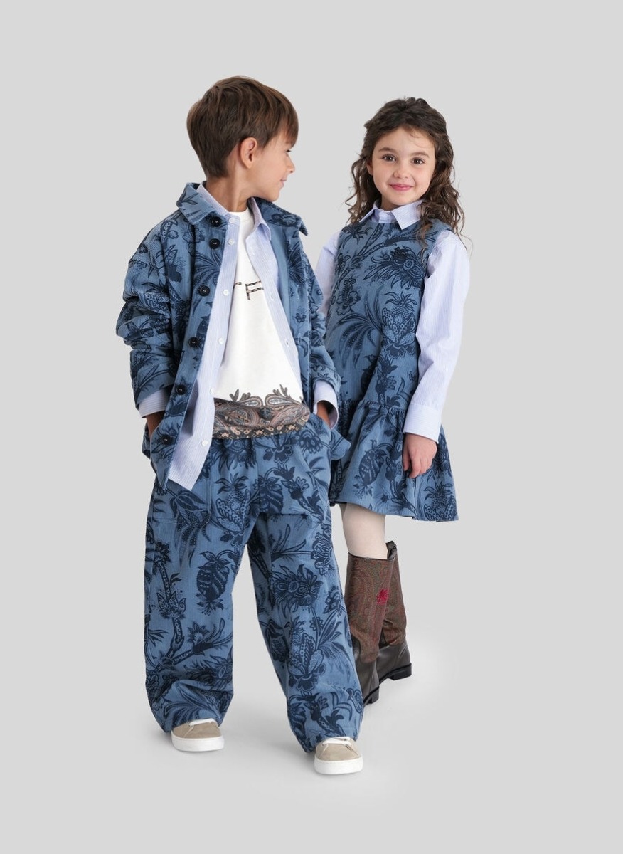 Рокля с принт от рипсено кадифе 'Paisley' Etro Kids