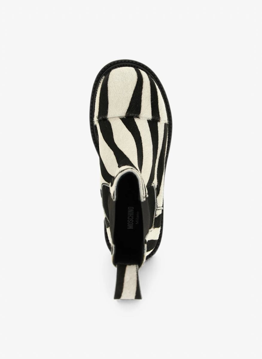 Moschino 'Chelsea Zebra' ankle boots