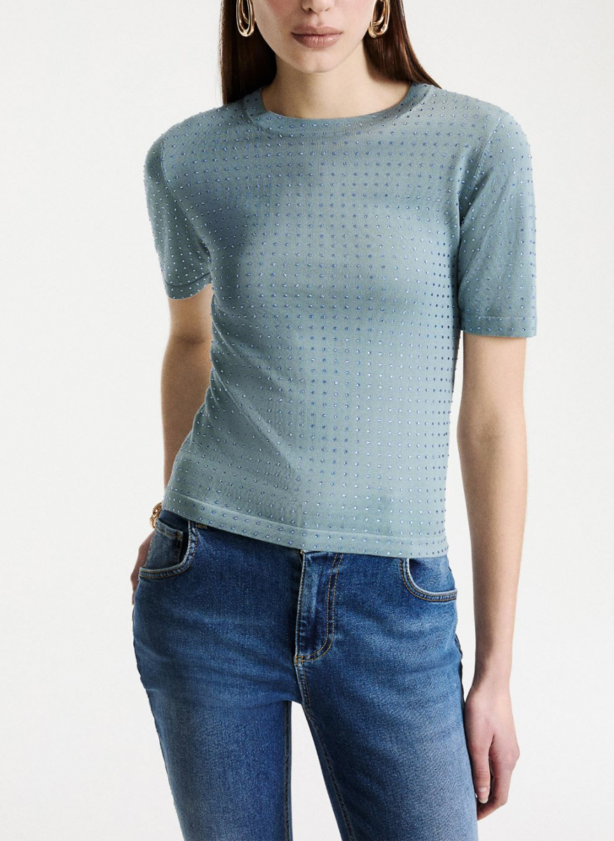 Marella Mlpacche fine knit T-shirt with crystals