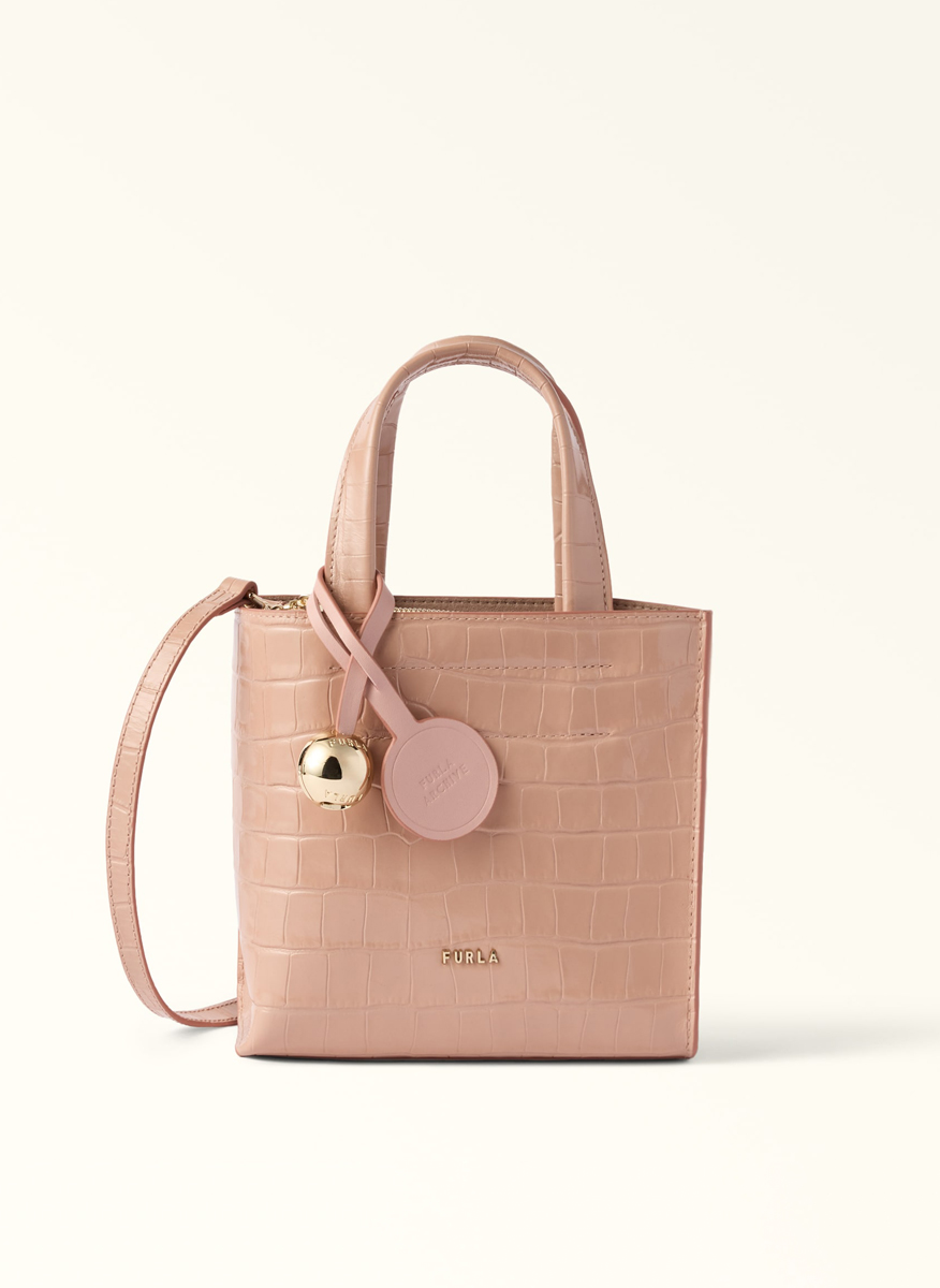 Мини чанта Tote Furla Divide It Cloudy Pink