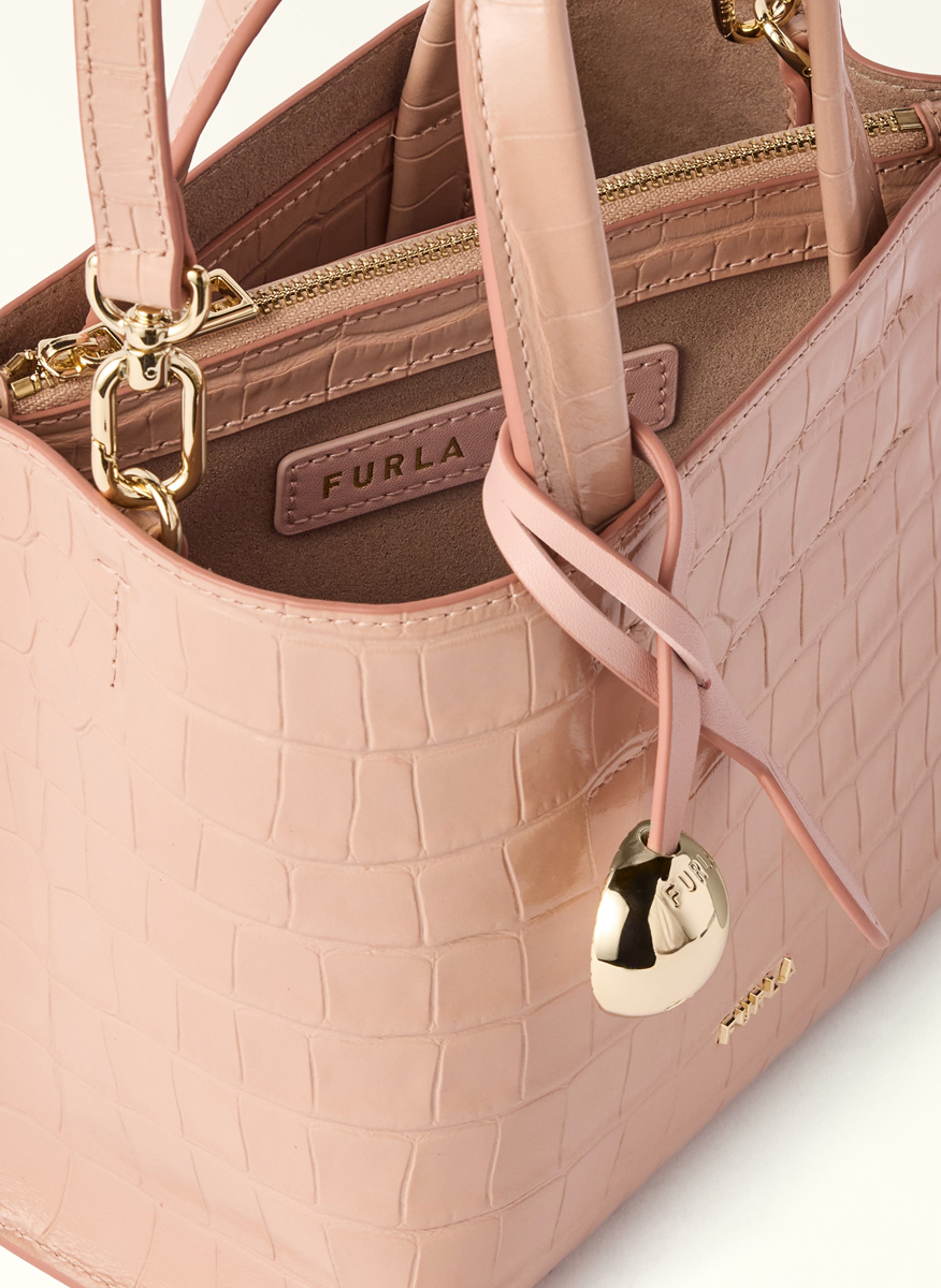 Мини чанта Tote Furla Divide It Cloudy Pink