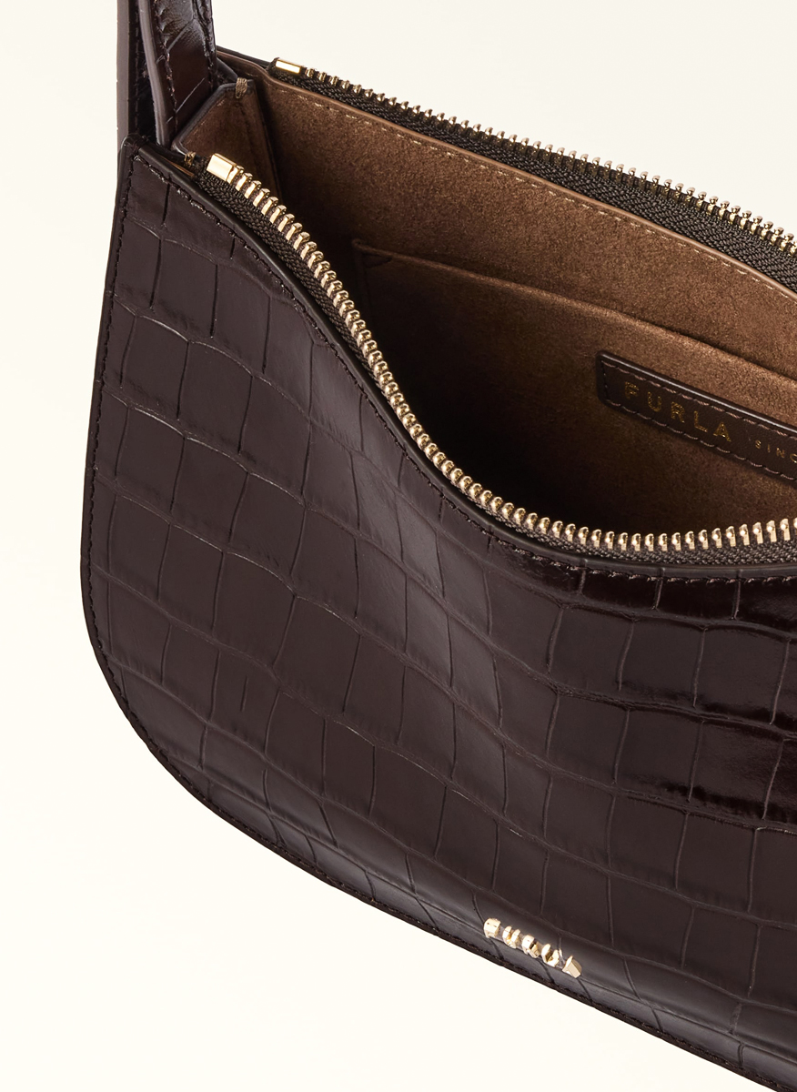 Кожена чанта Furla Sara Toni Cioccolato
