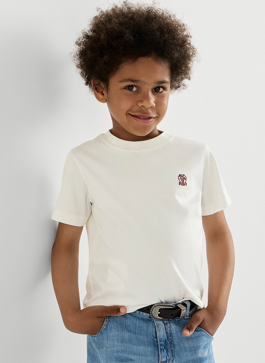 Тишърт с бродерия Brunello Cucinelli Kids 12