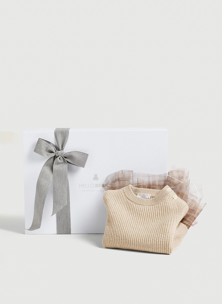 Рокля от кашмир 'Sparkling notes' Brunello Cucinelli Kids 12M