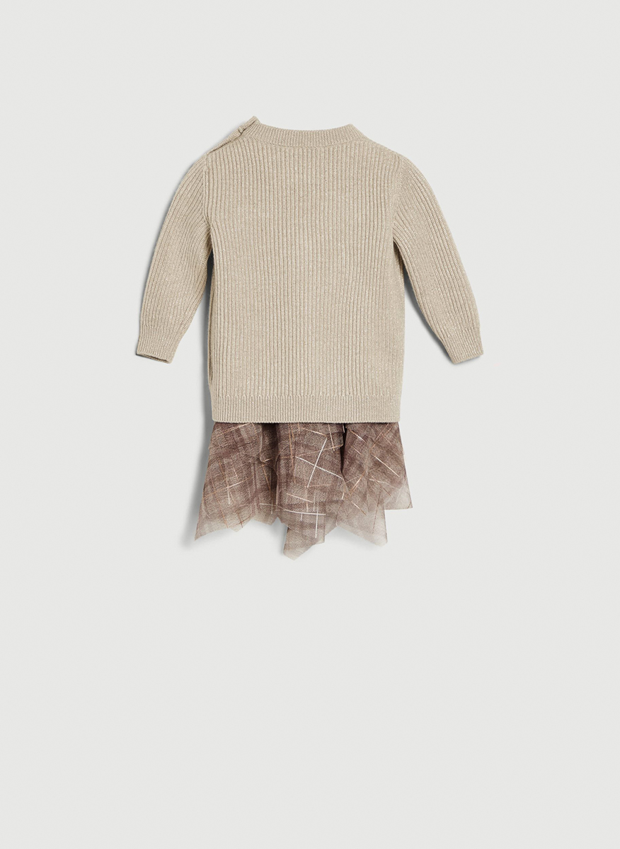 Рокля от кашмир 'Sparkling notes' Brunello Cucinelli Kids 12M