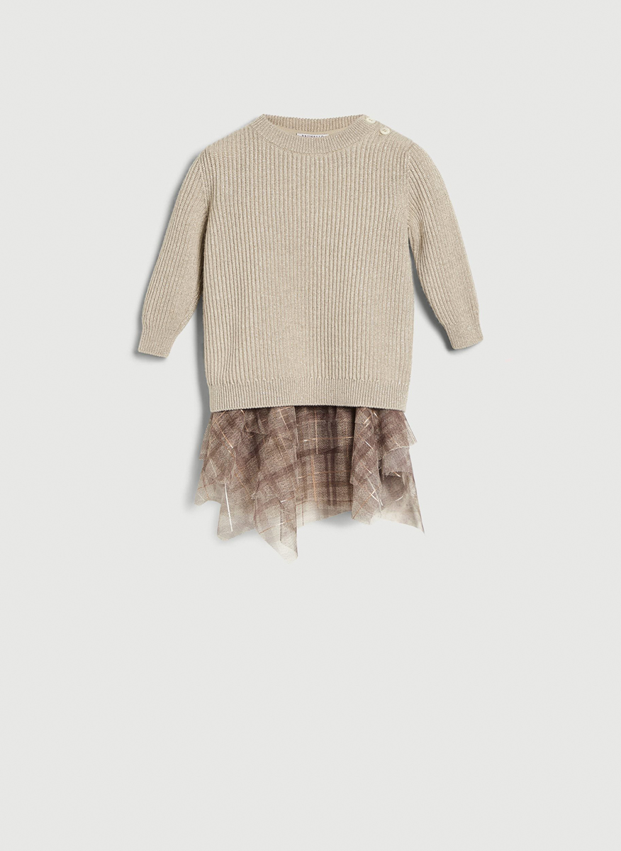 Рокля от кашмир 'Sparkling notes' Brunello Cucinelli Kids 12M