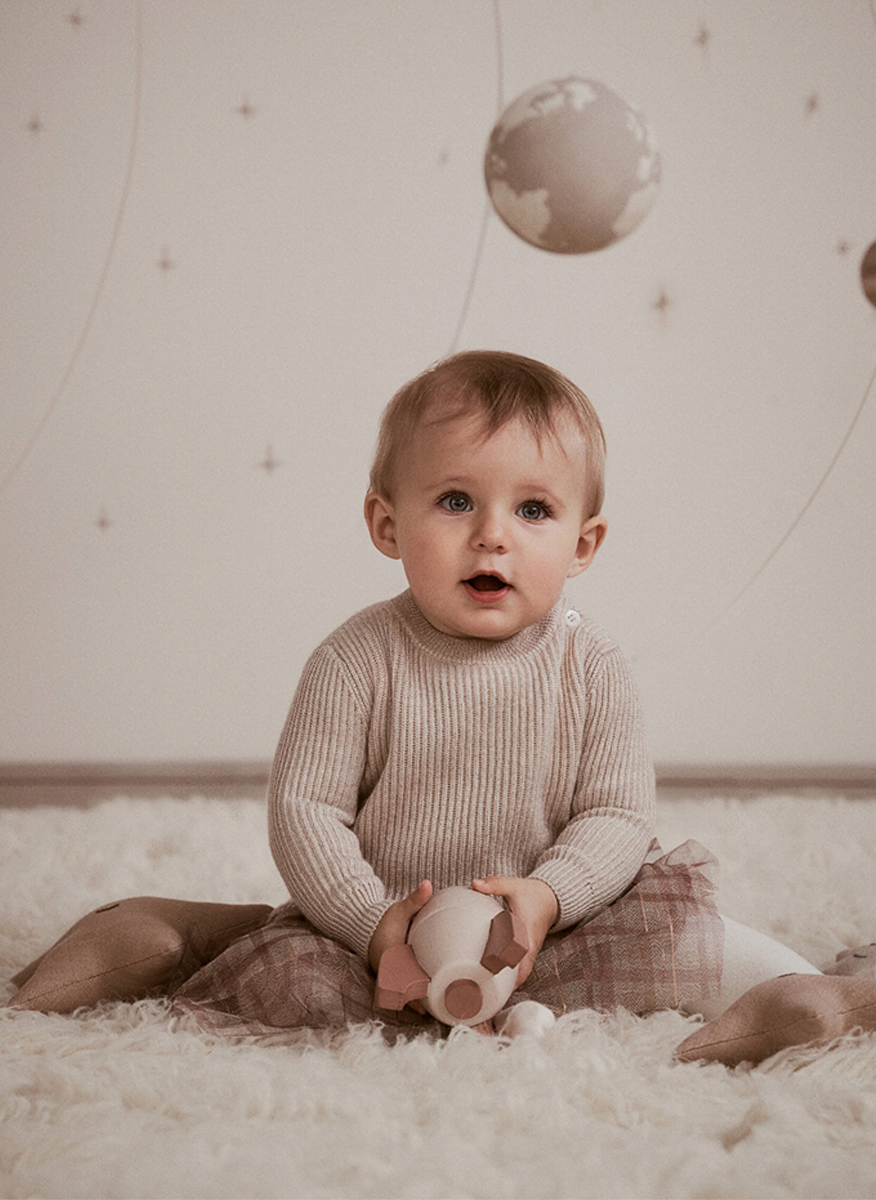 Рокля от кашмир 'Sparkling notes' Brunello Cucinelli Kids 36M