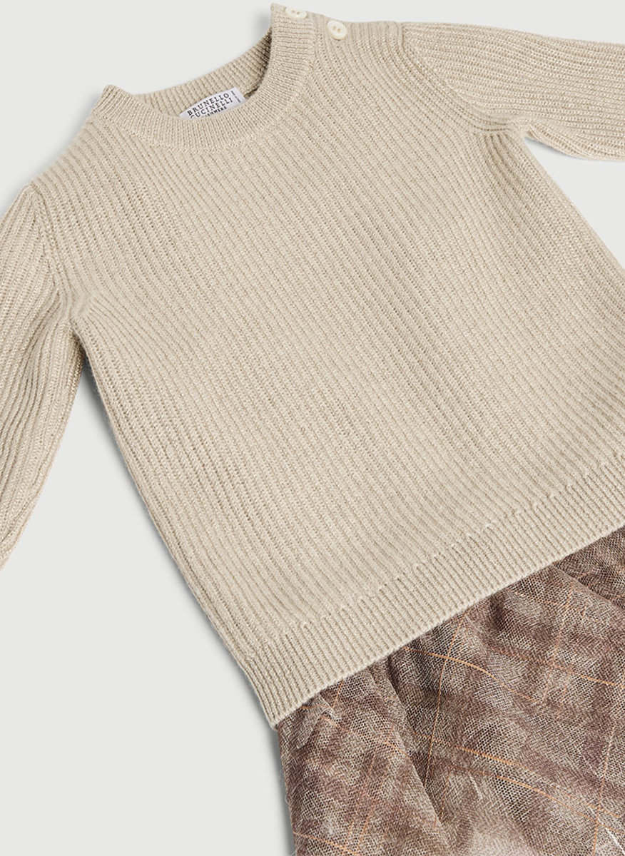 Рокля от кашмир 'Sparkling notes' Brunello Cucinelli Kids 36M