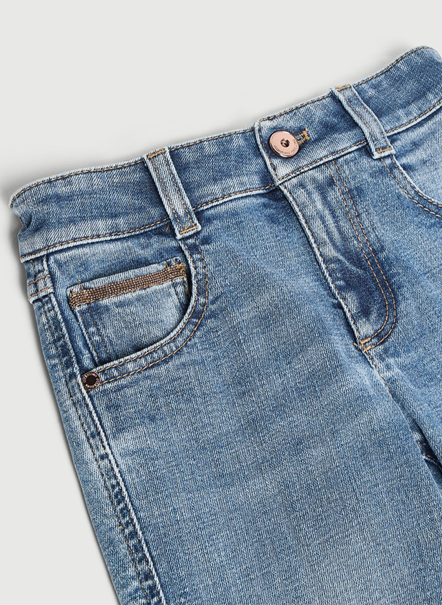 Brunello Cucinelli Kids 12 denim trousers with monili