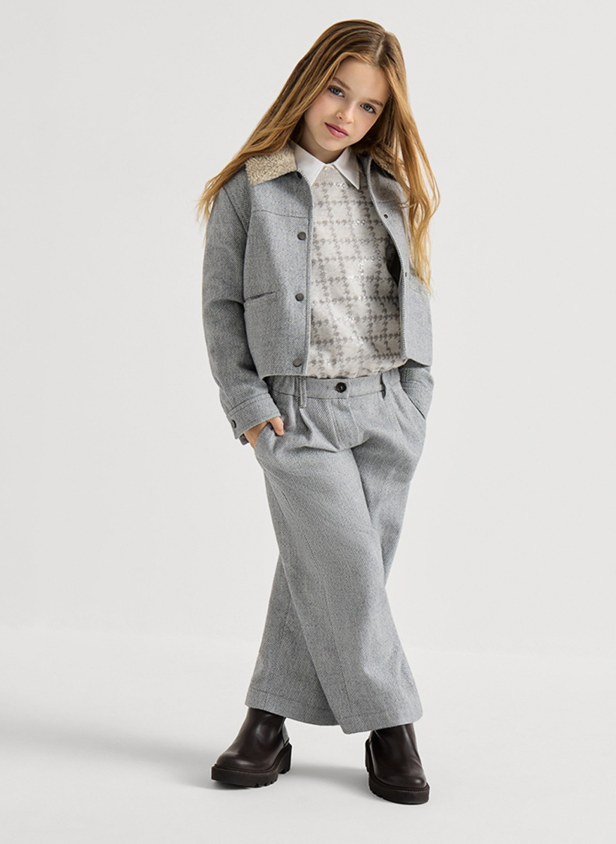 Brunello Cucinelli Kids 8-10 jacket with shearling collar