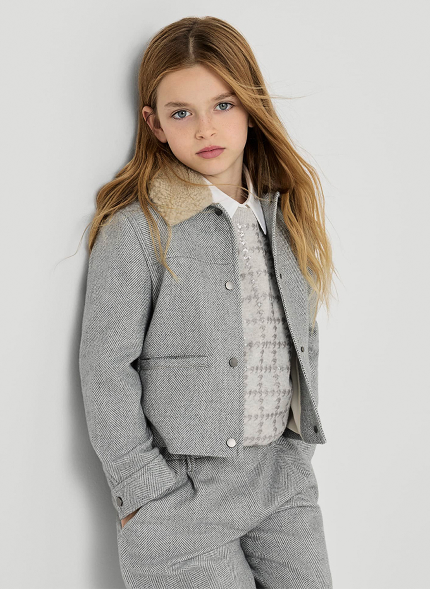 Brunello Cucinelli Kids 12 jacket with shearling collar