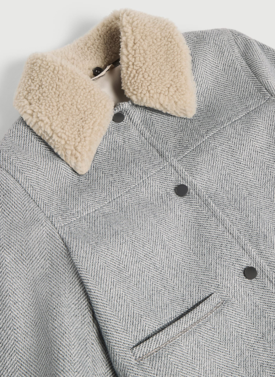 Brunello Cucinelli Kids 12 jacket with shearling collar