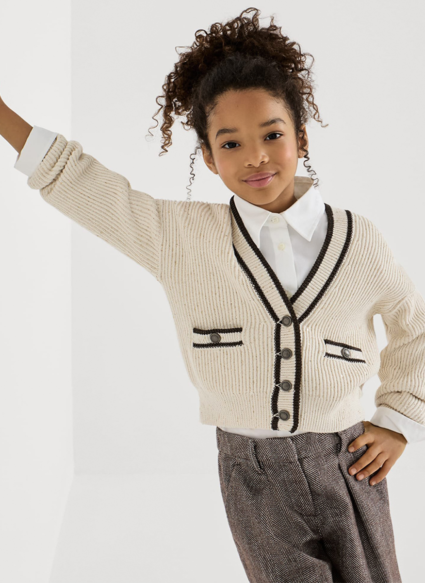Жилетка с контрастни детайли Brunello Cucinelli Kids 4-6
