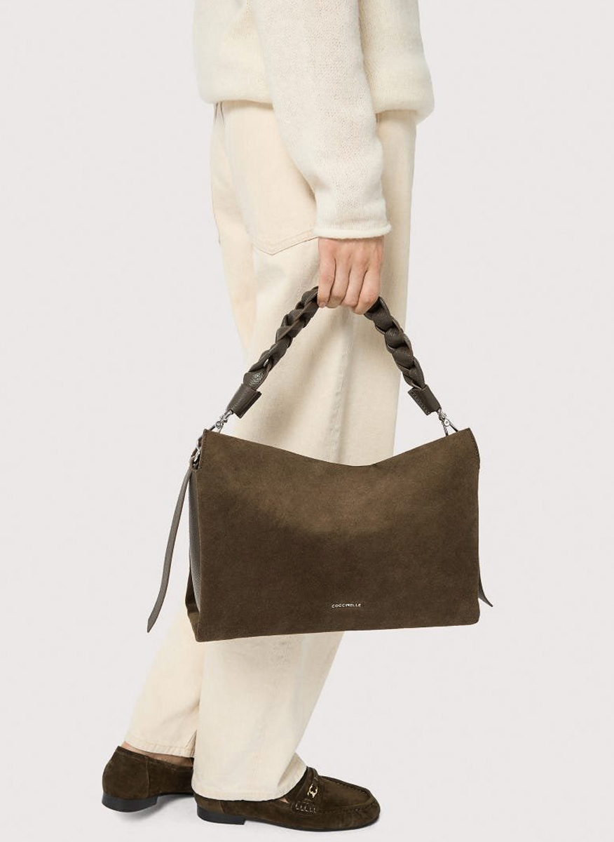 Велурена чанта Coccinelle Boheme Medium