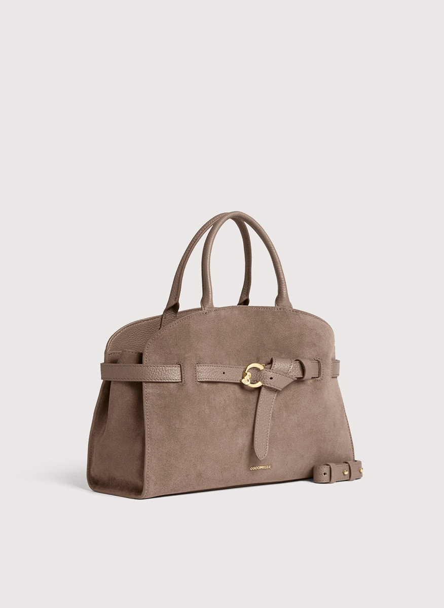 Велурена чанта Coccinelle Sabine Medium Warm Taupe