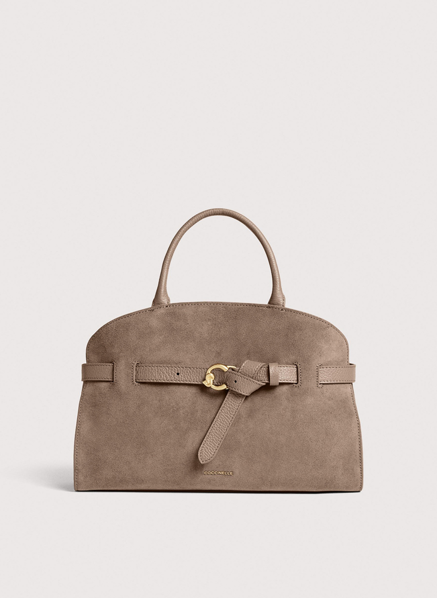 Велурена чанта Coccinelle Sabine Medium Warm Taupe