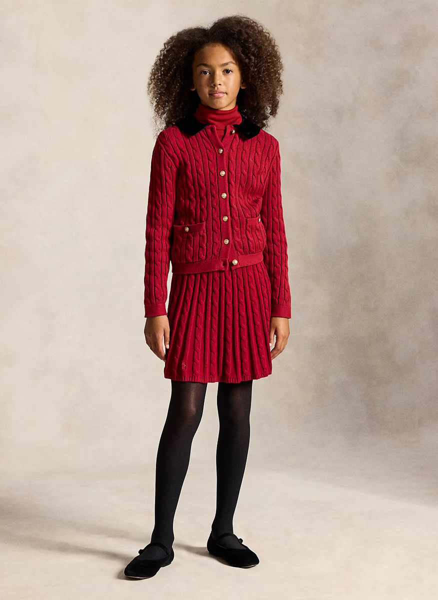 Ralph Lauren Kids 7-14 cardigan with velvet details
