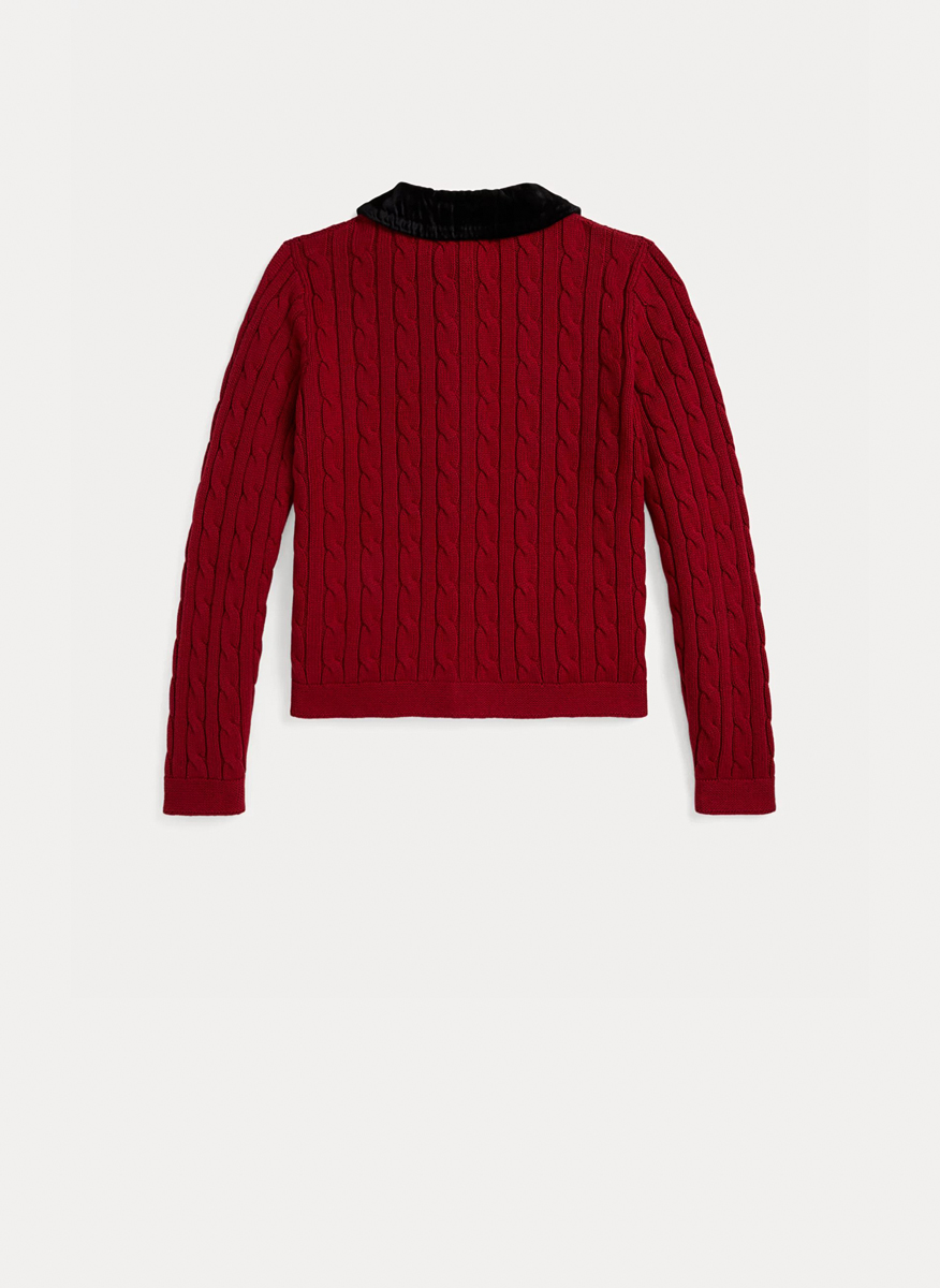 Ralph Lauren Kids 7-14 cardigan with velvet details
