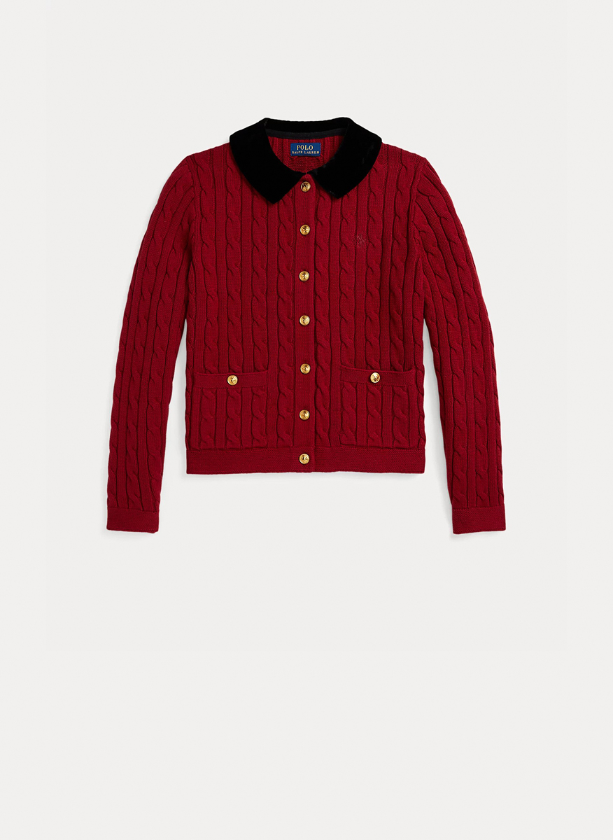 Ralph Lauren Kids 7-14 cardigan with velvet details