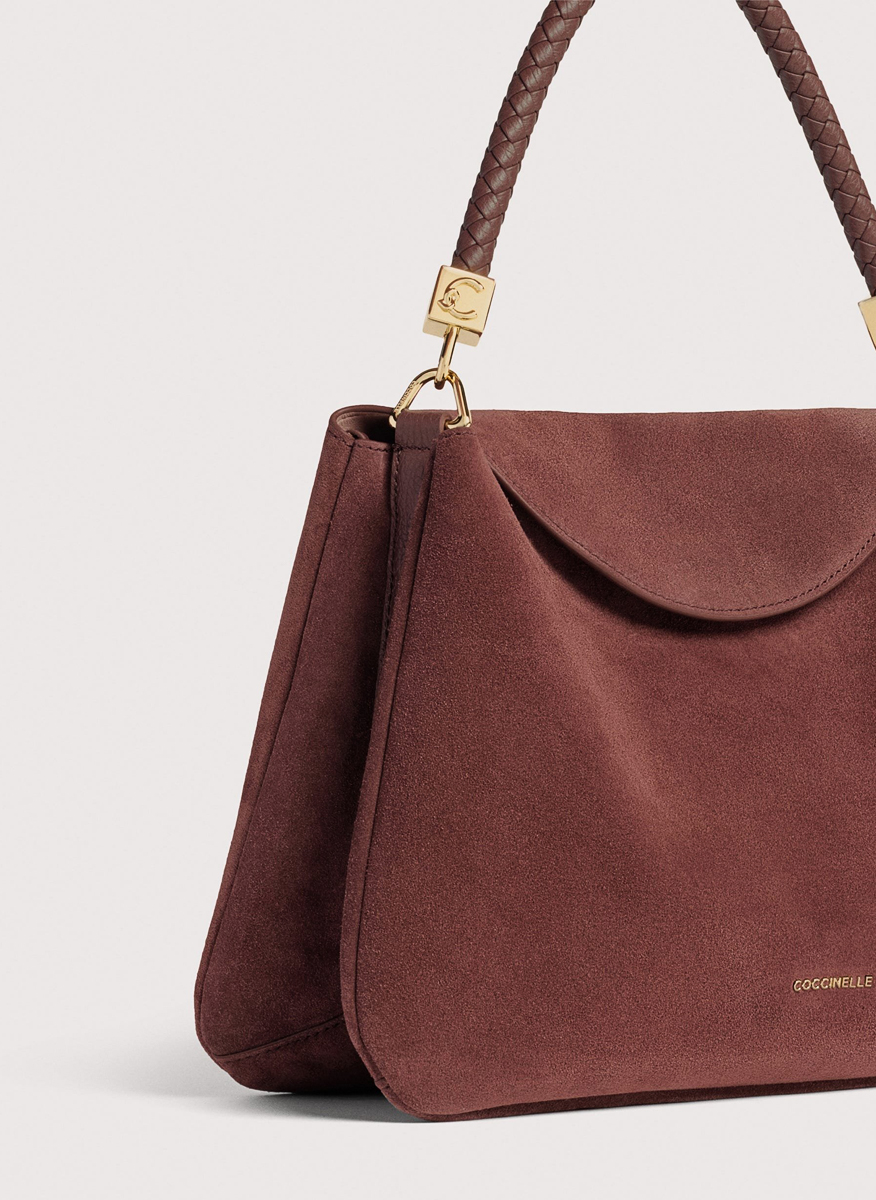 Велурена чанта Coccinelle Tiggy Berry Medium