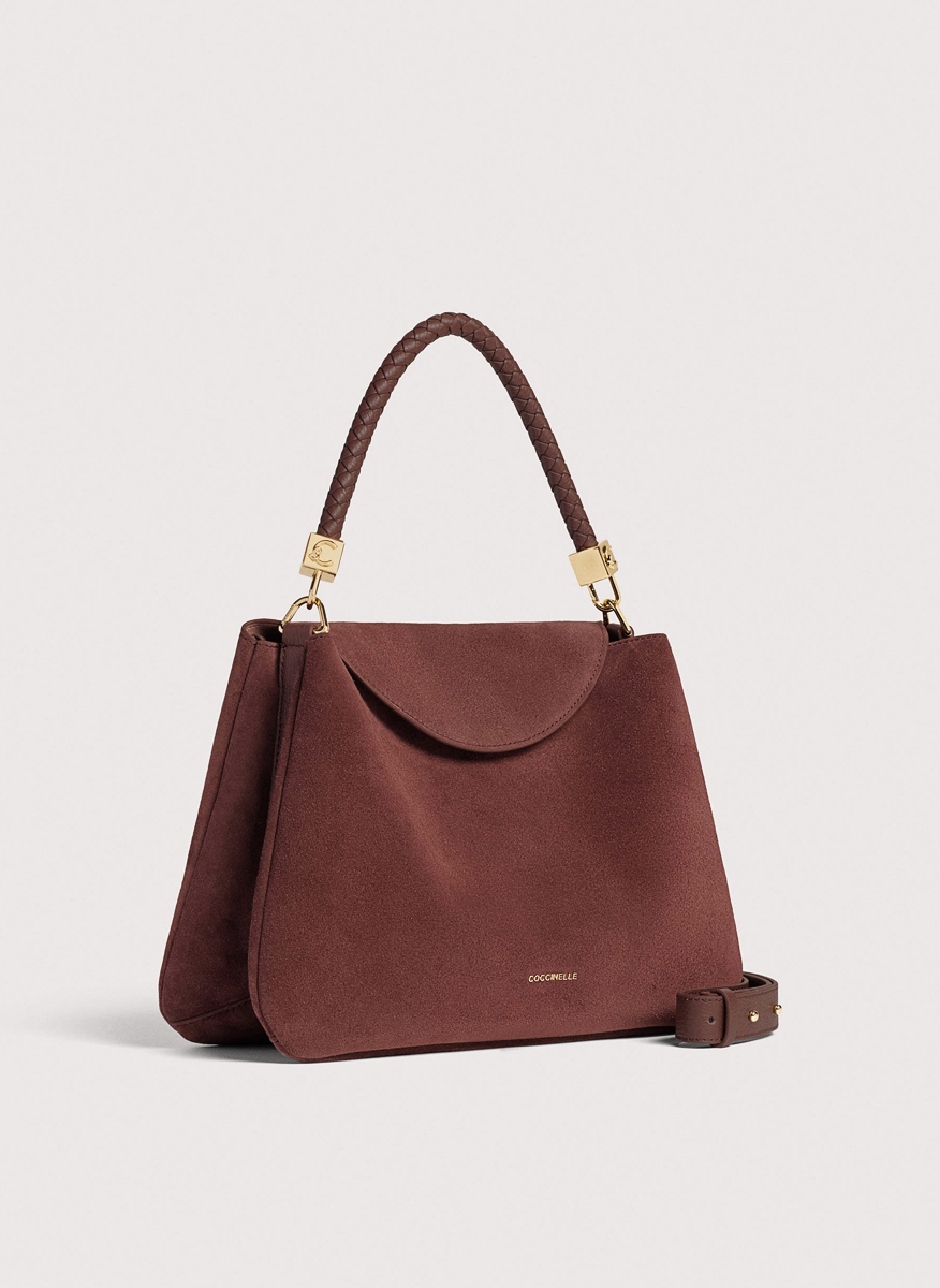 Велурена чанта Coccinelle Tiggy Berry Medium