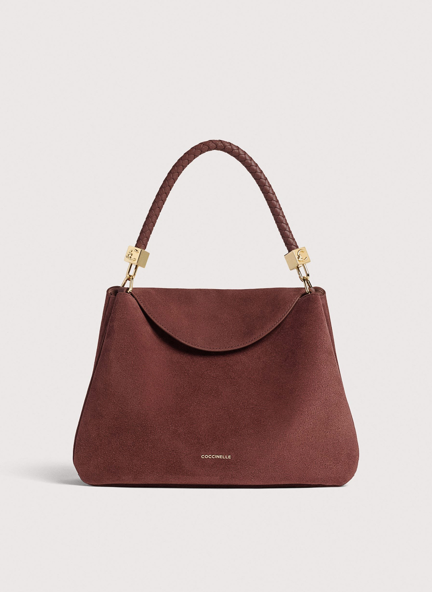 Велурена чанта Coccinelle Tiggy Berry Medium