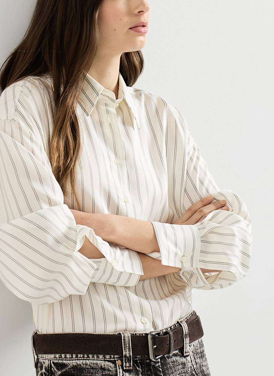 Brunello Cucinelli striped shirt with monili