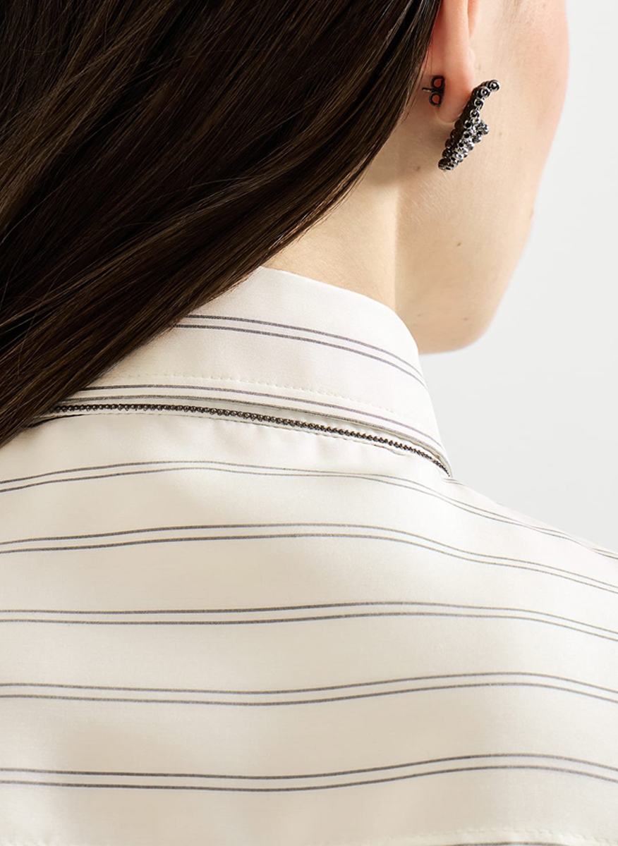 Brunello Cucinelli striped shirt with monili