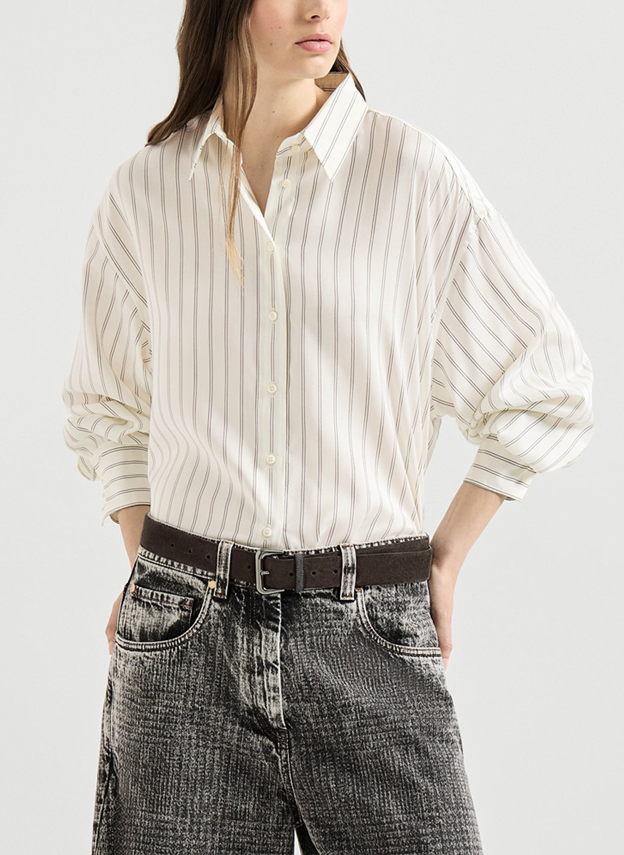 Brunello Cucinelli striped shirt with monili