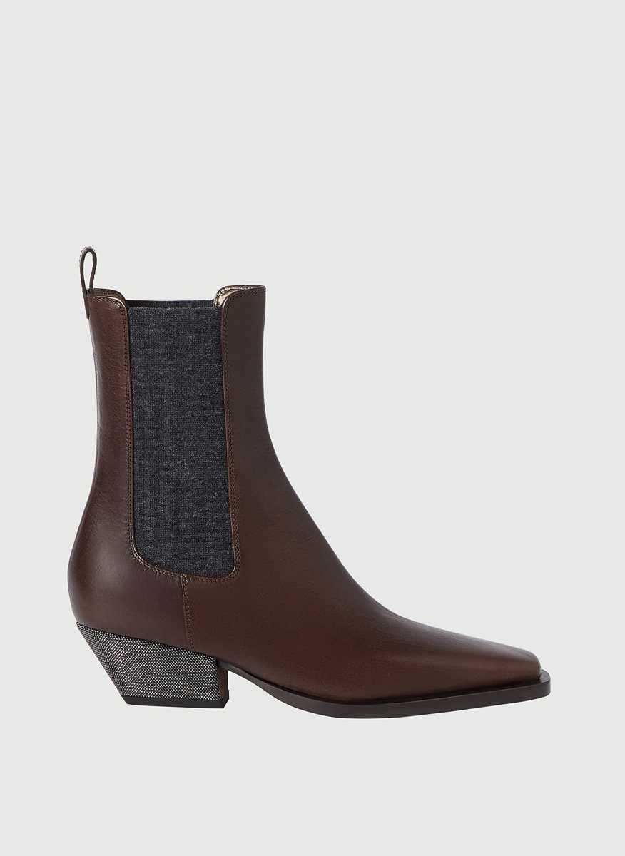Brunello Cucinelli leather boots with monili