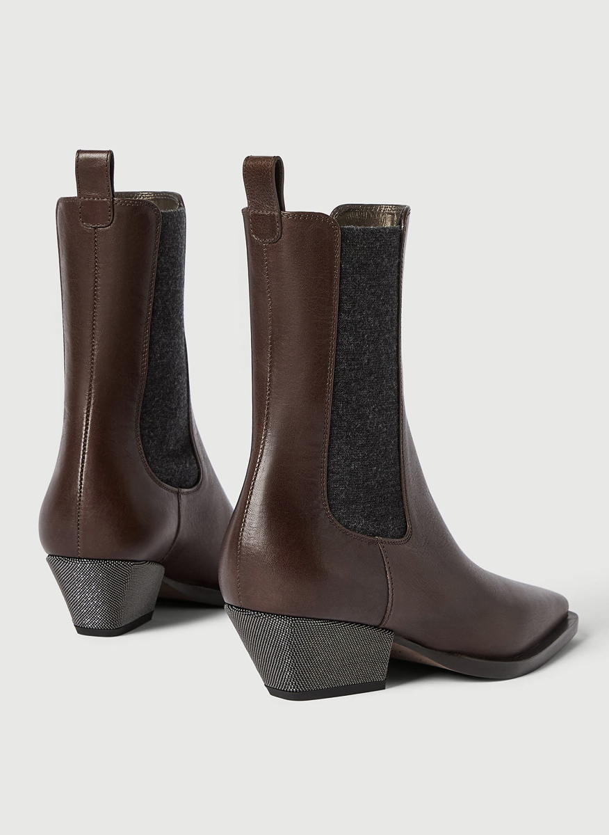 Brunello Cucinelli leather boots with monili