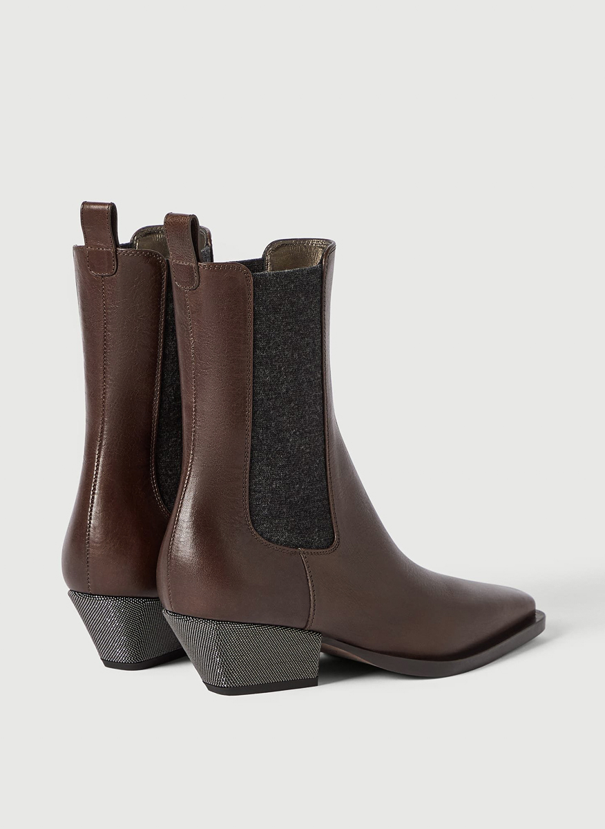 Brunello Cucinelli leather boots with monili