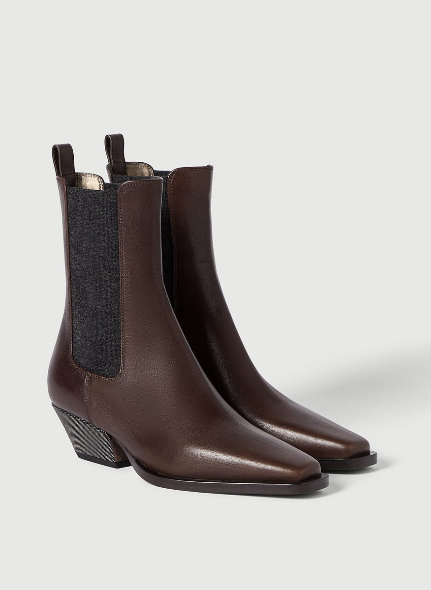 Brunello Cucinelli leather boots with monili