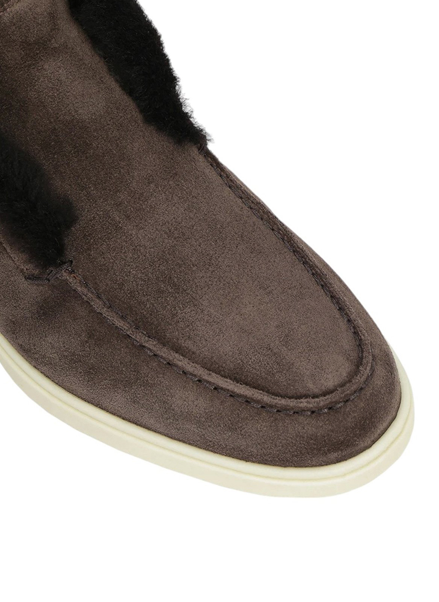Santoni suede boots with shearling details