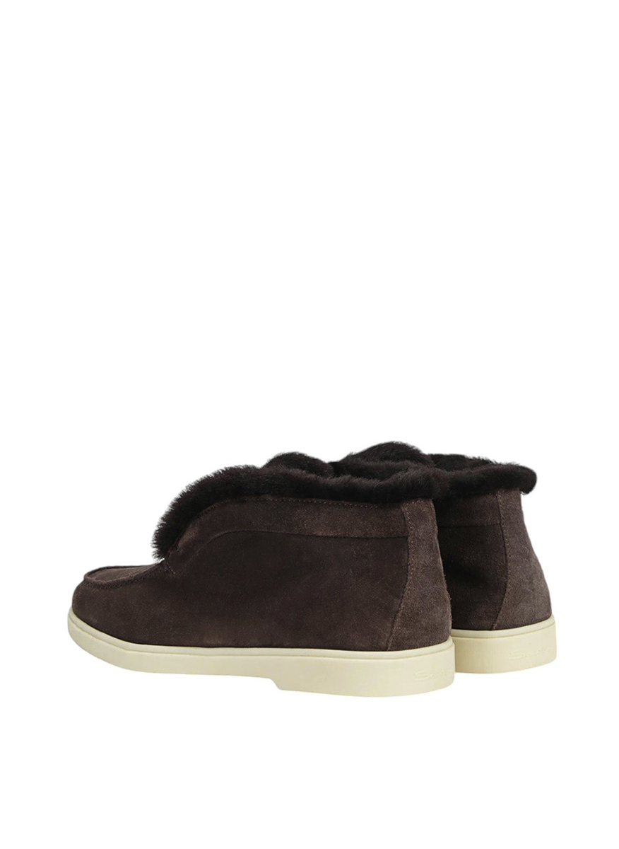 Santoni suede boots with shearling details