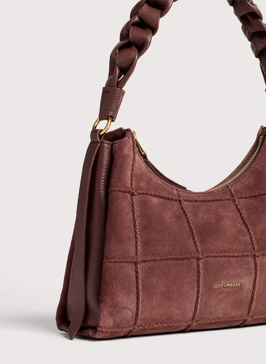 Велурена чанта Coccinelle Boheme Berry Small