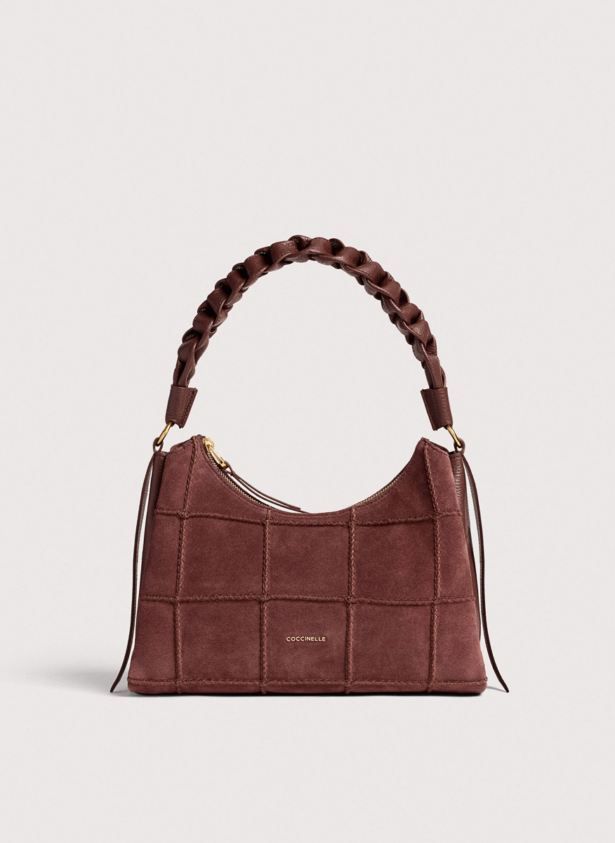 Велурена чанта Coccinelle Boheme Berry Small