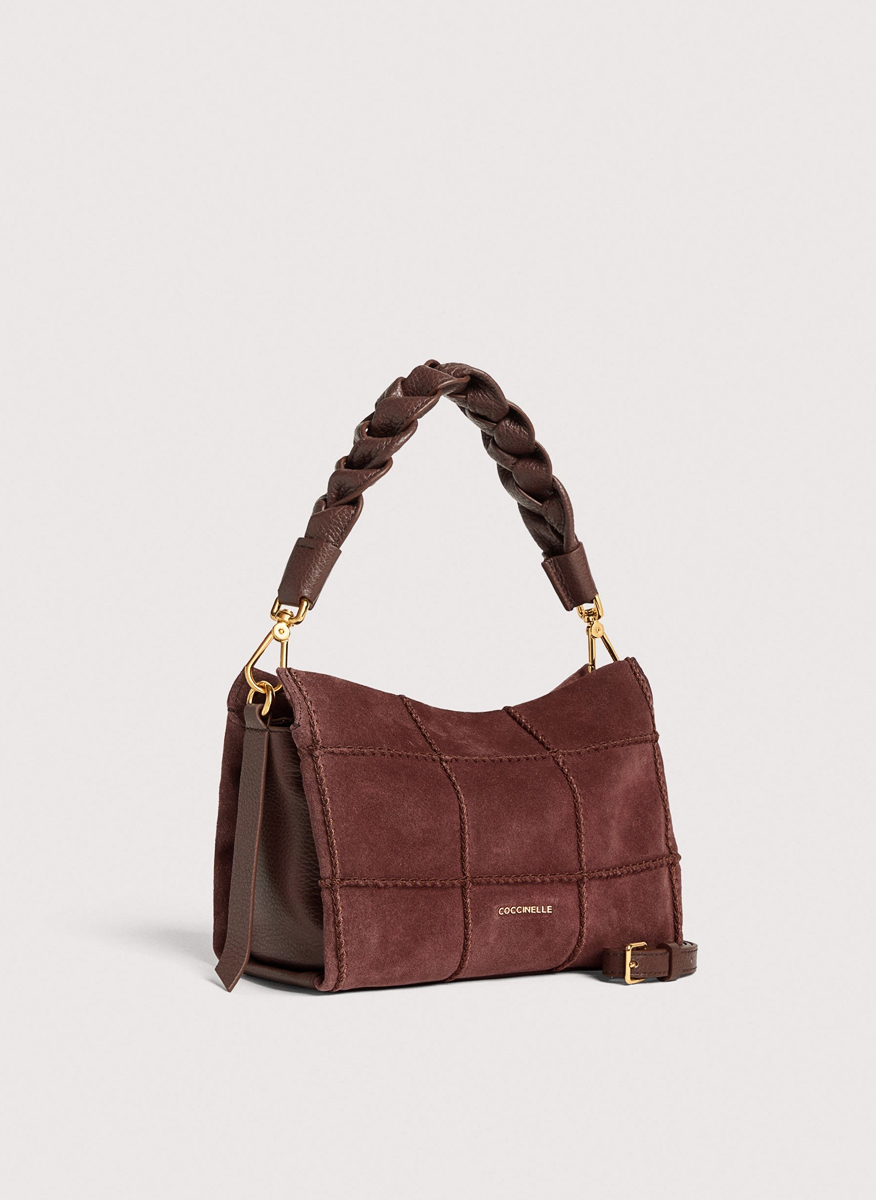 Велурена чанта Coccinelle Boheme Berry Small 