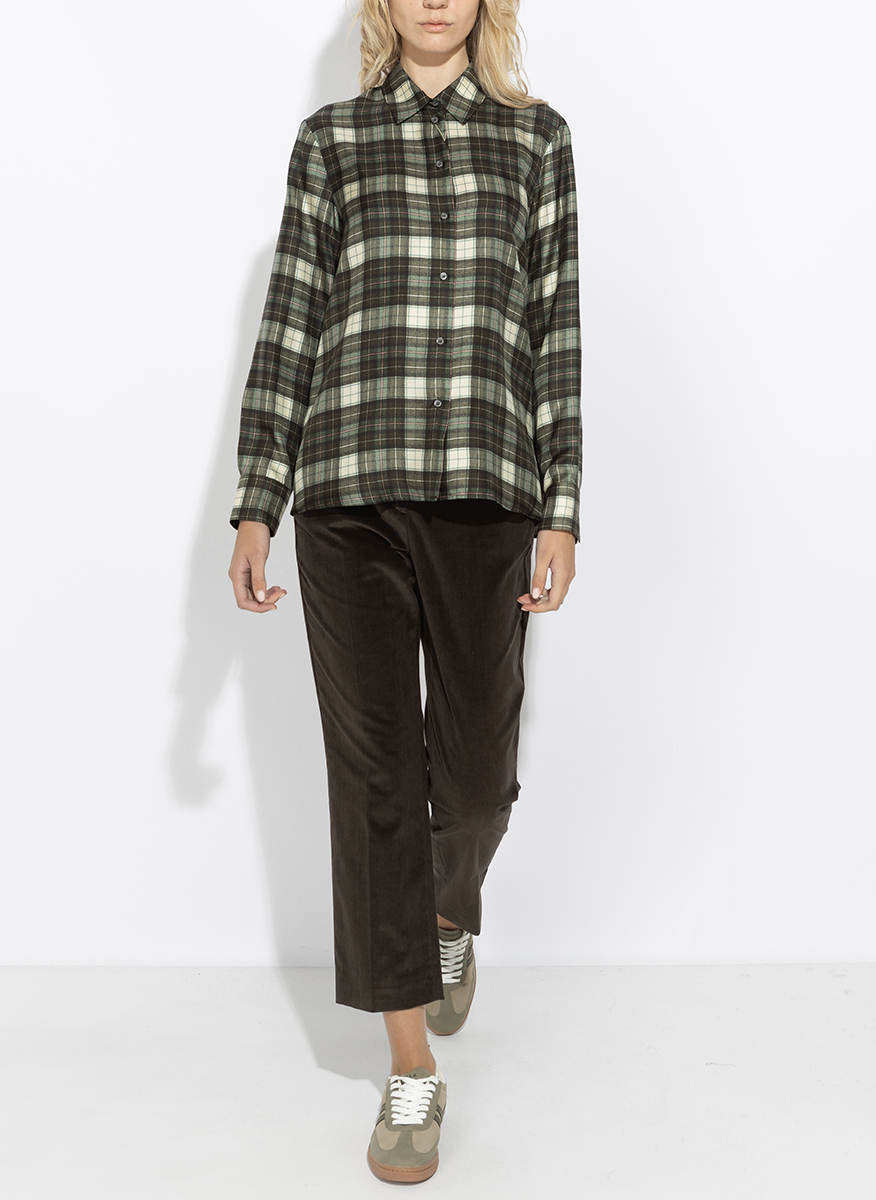 Копринена риза с кариран принт Weekend Max Mara Wkdrete