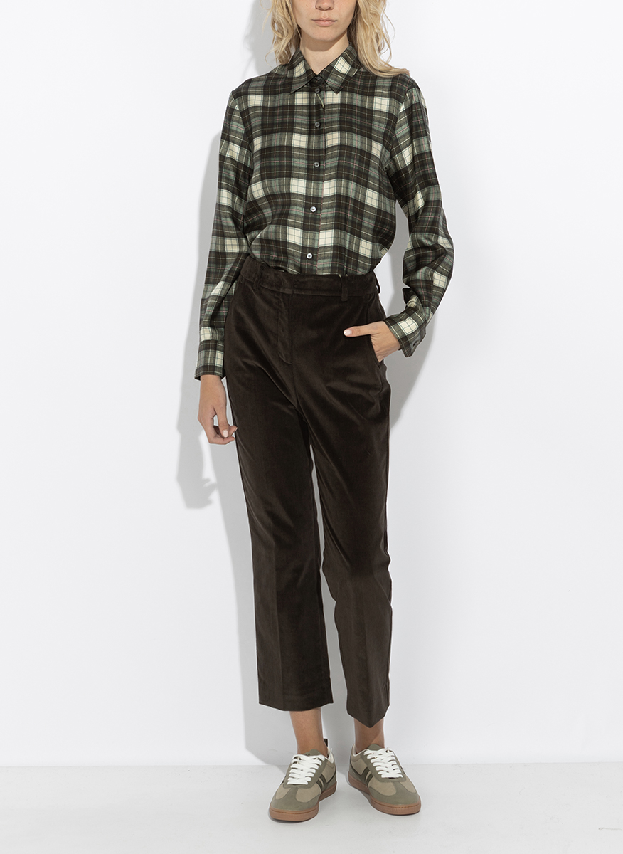 Копринена риза с кариран принт Weekend Max Mara Wkdrete