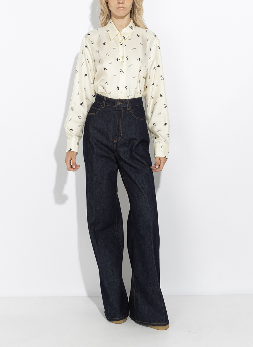 Копринена риза с принт Weekend Max Mara Wkdpavido