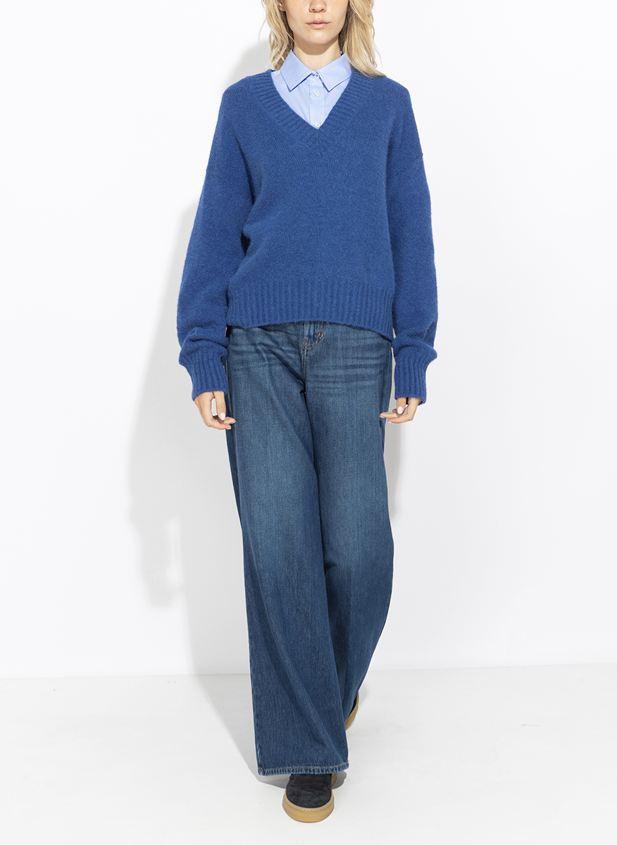 Пуловер от алпака и памук Weekend Max Mara Wkdvisita Blue