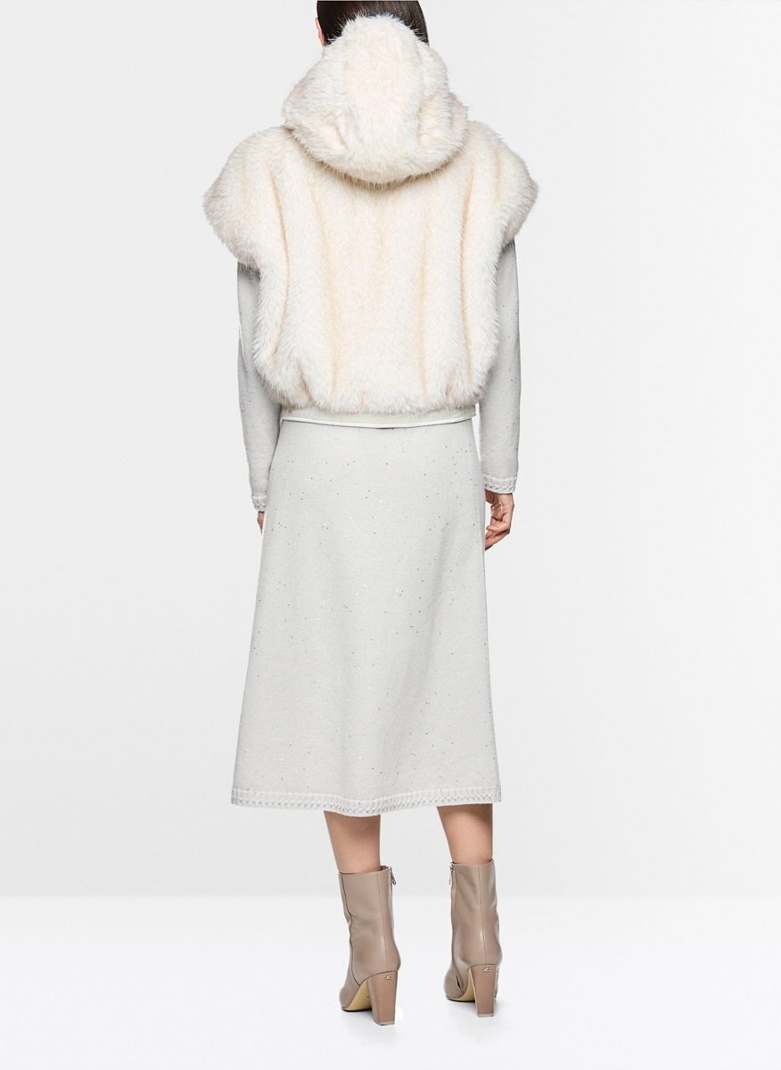 Елек от еко кожа с косъм Marc Cain Additions