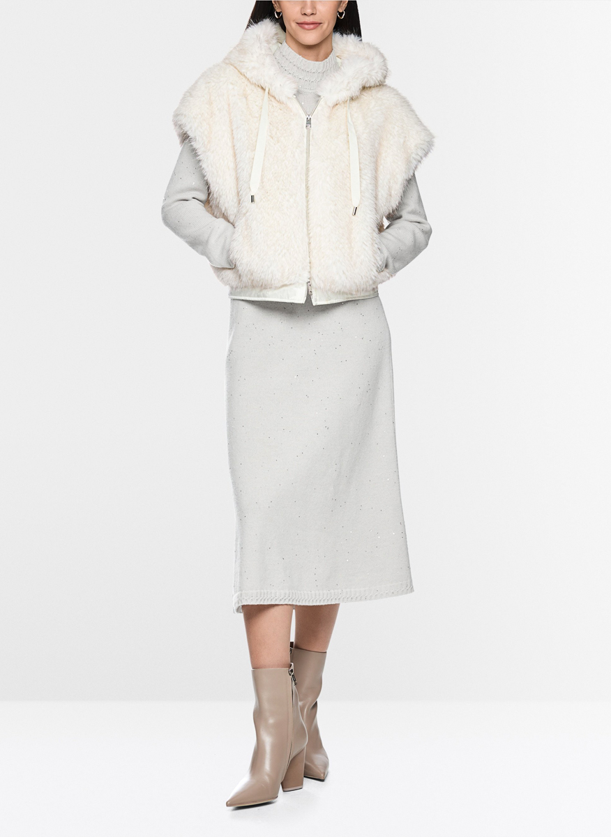 Елек от еко кожа с косъм Marc Cain Additions