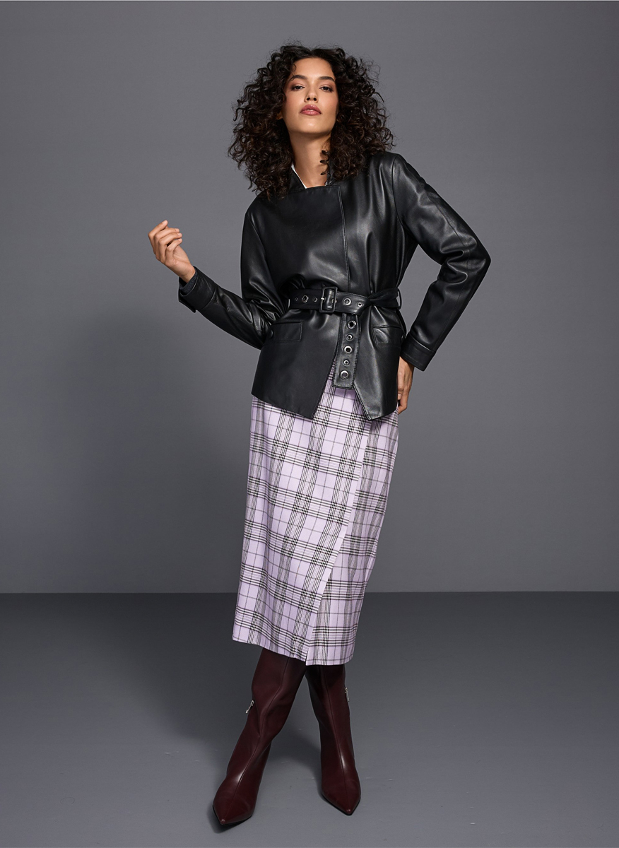 Кожено яке с колан Marc Cain Collections