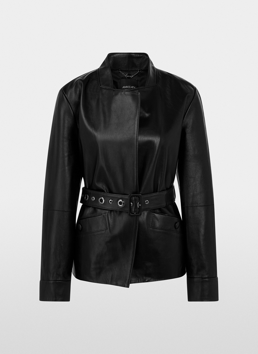 Кожено яке с колан Marc Cain Collections