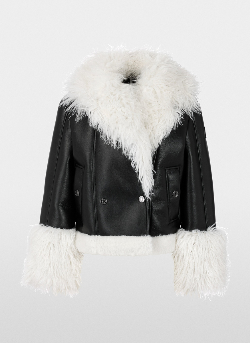 Кожено яке с 'faux fur' детайли Marc Cain Sports