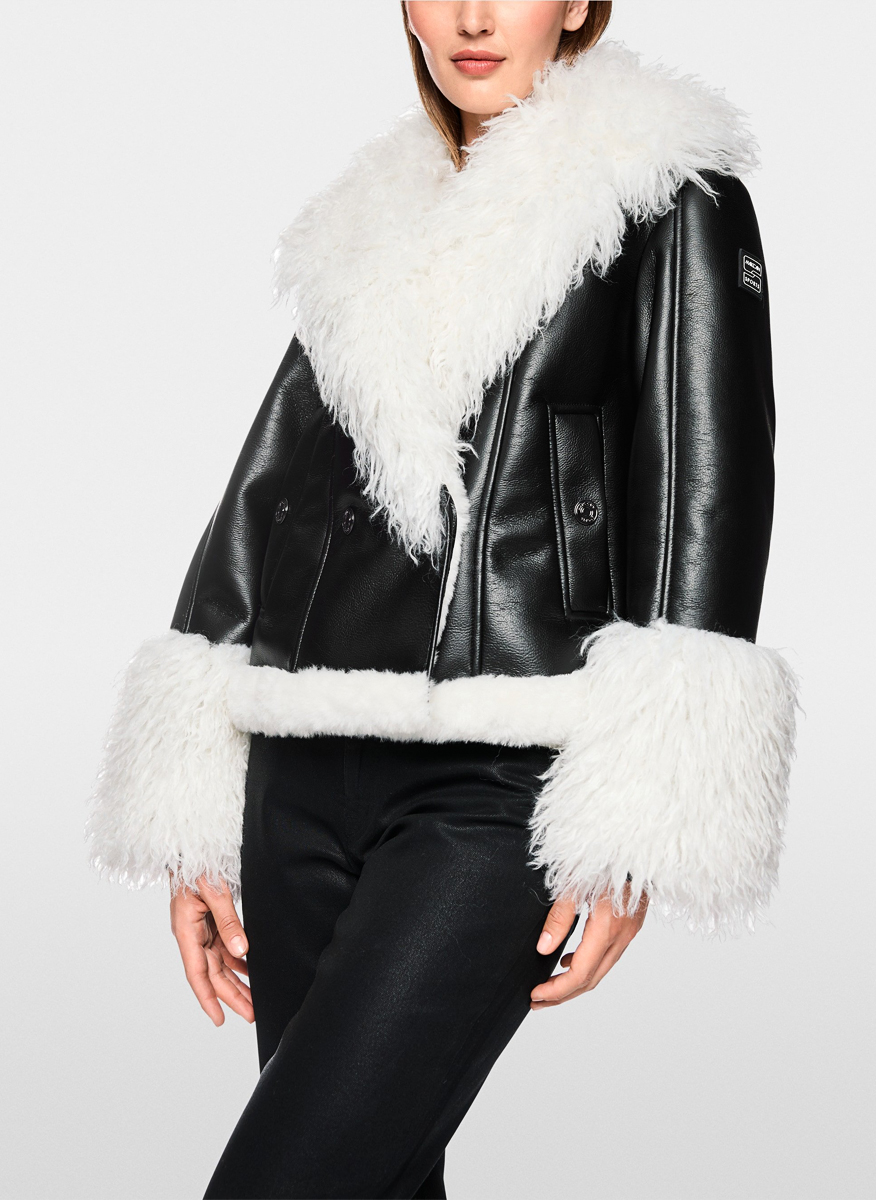 Кожено яке с 'faux fur' детайли Marc Cain Sports