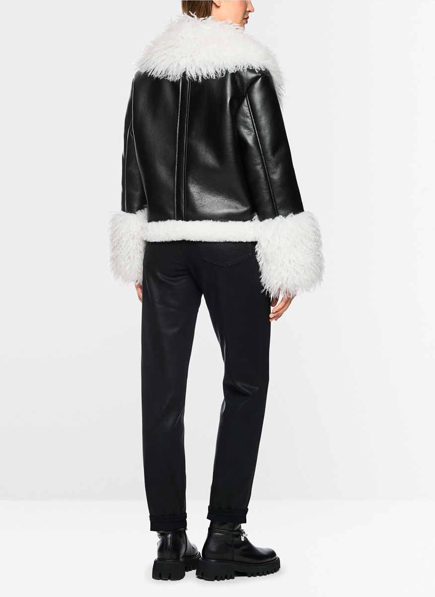 Кожено яке с 'faux fur' детайли Marc Cain Sports