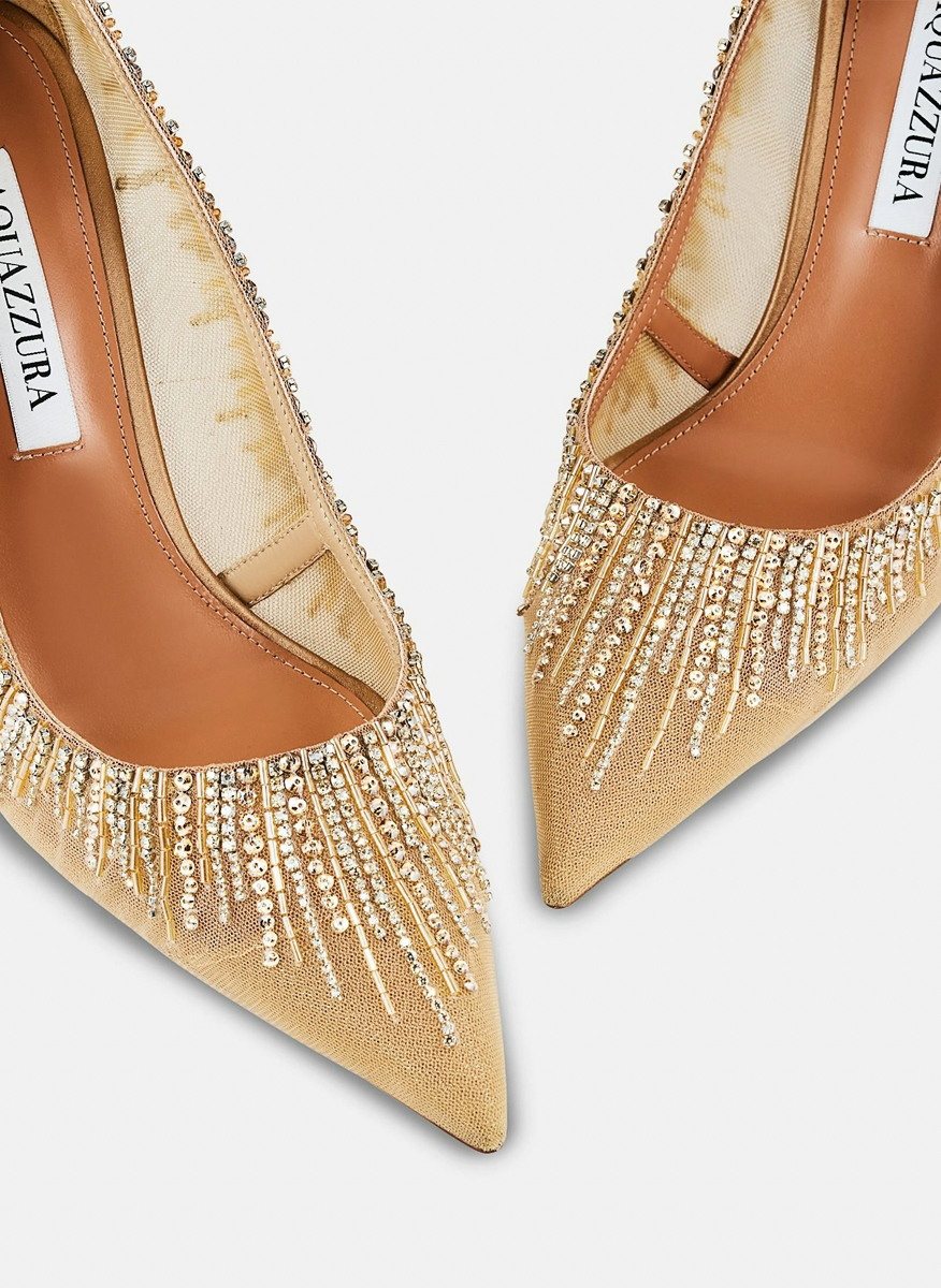 Обувки на ток с декоративни кристали 'Soft Sky' Aquazzura